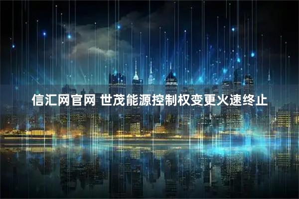 信汇网官网 世茂能源控制权变更火速终止